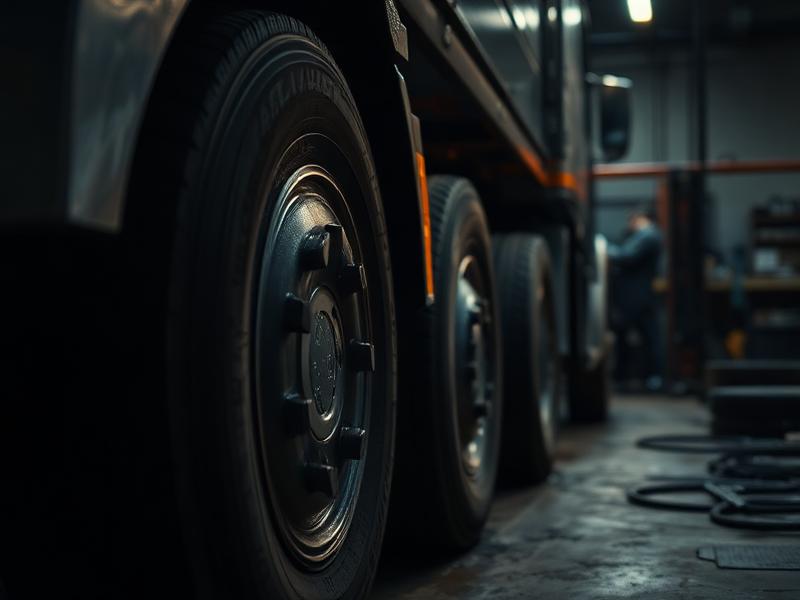Truck wheels during maintenance
