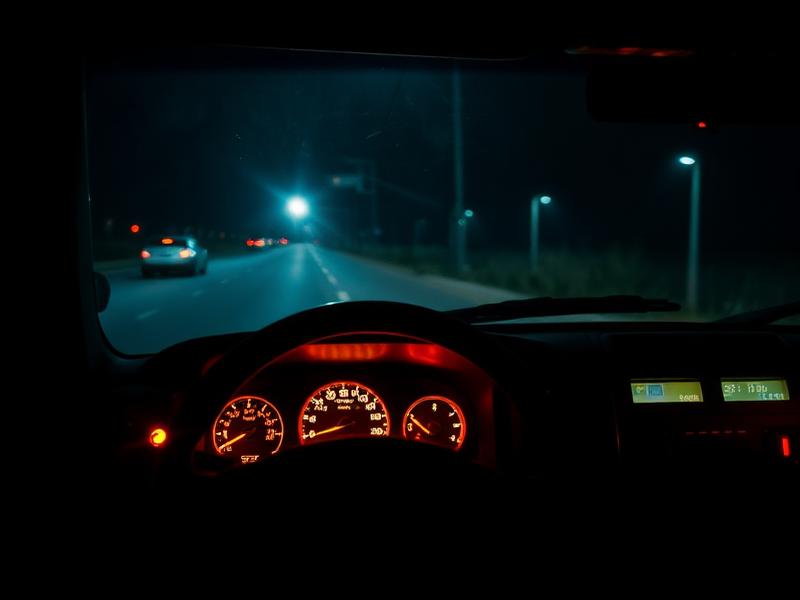Truck dashboard at night